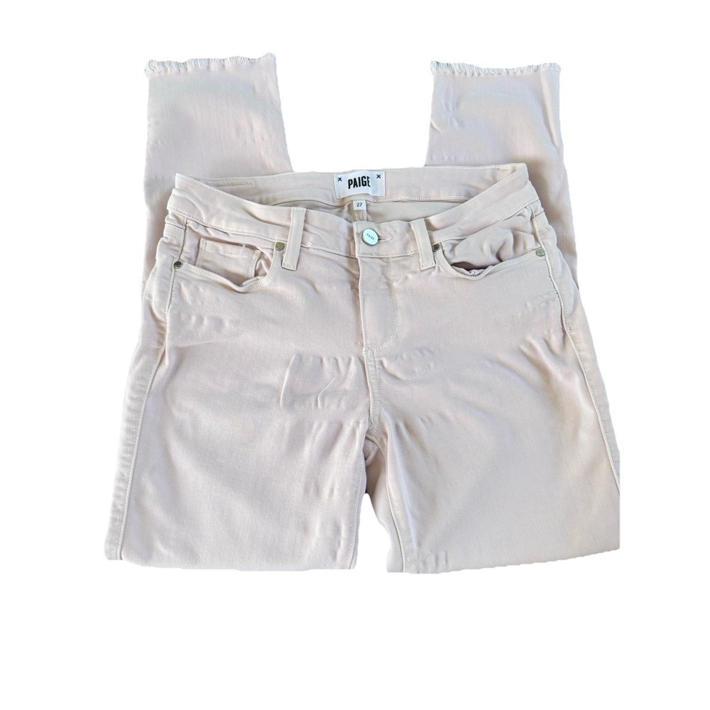 PAIGE Verdugo Ankle Jeans Pale Pink Size 27 Womens Frayed Hem